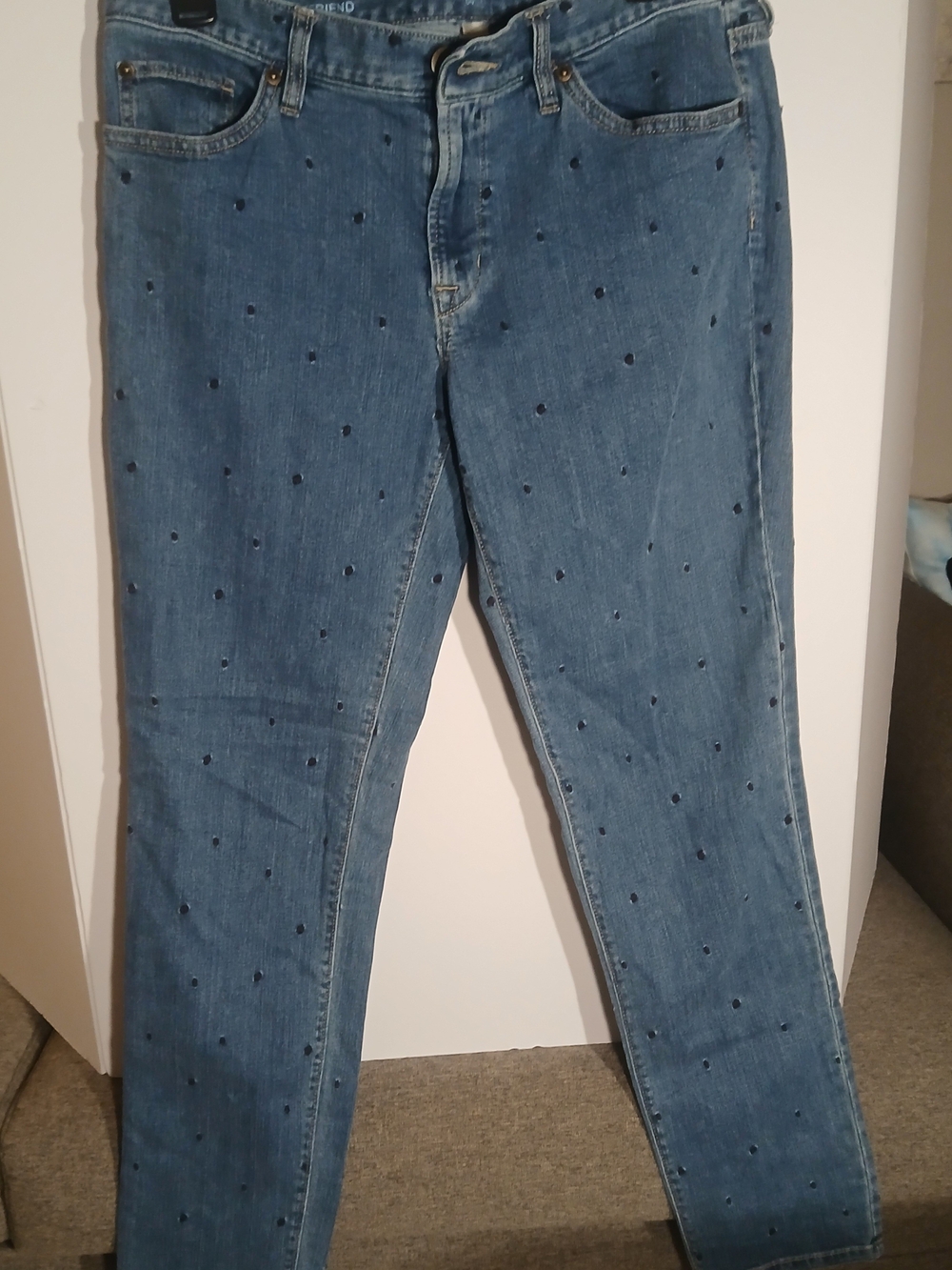LOFT Outlet Blue Stud-Dotted Boyfriend Jeans 6